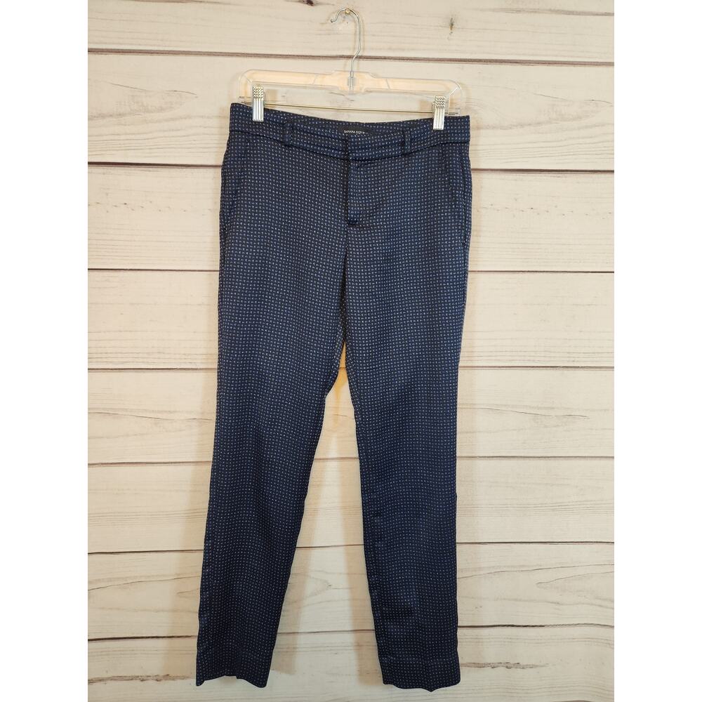 Banana Republic Womens Black Blue Dot‎ Print Career Business Dress Pants Size 0